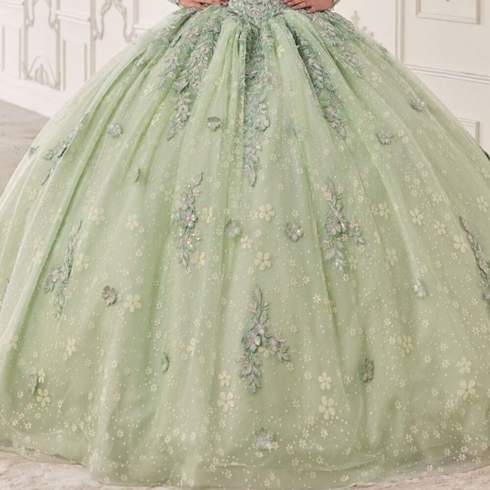 N/A NEW LONG QUINCEANERA MAXI TULLE BALL GOWN W/ REMOVABLE PUFF SLEEVES CD 15722 - Picture 9 of 12